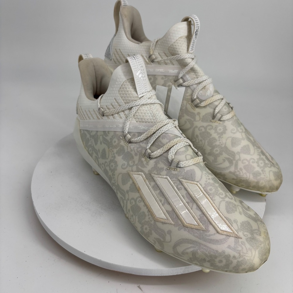 Adidas Adizero Football Cleats Mens 10.5 White Paisley Iridescent FU6705